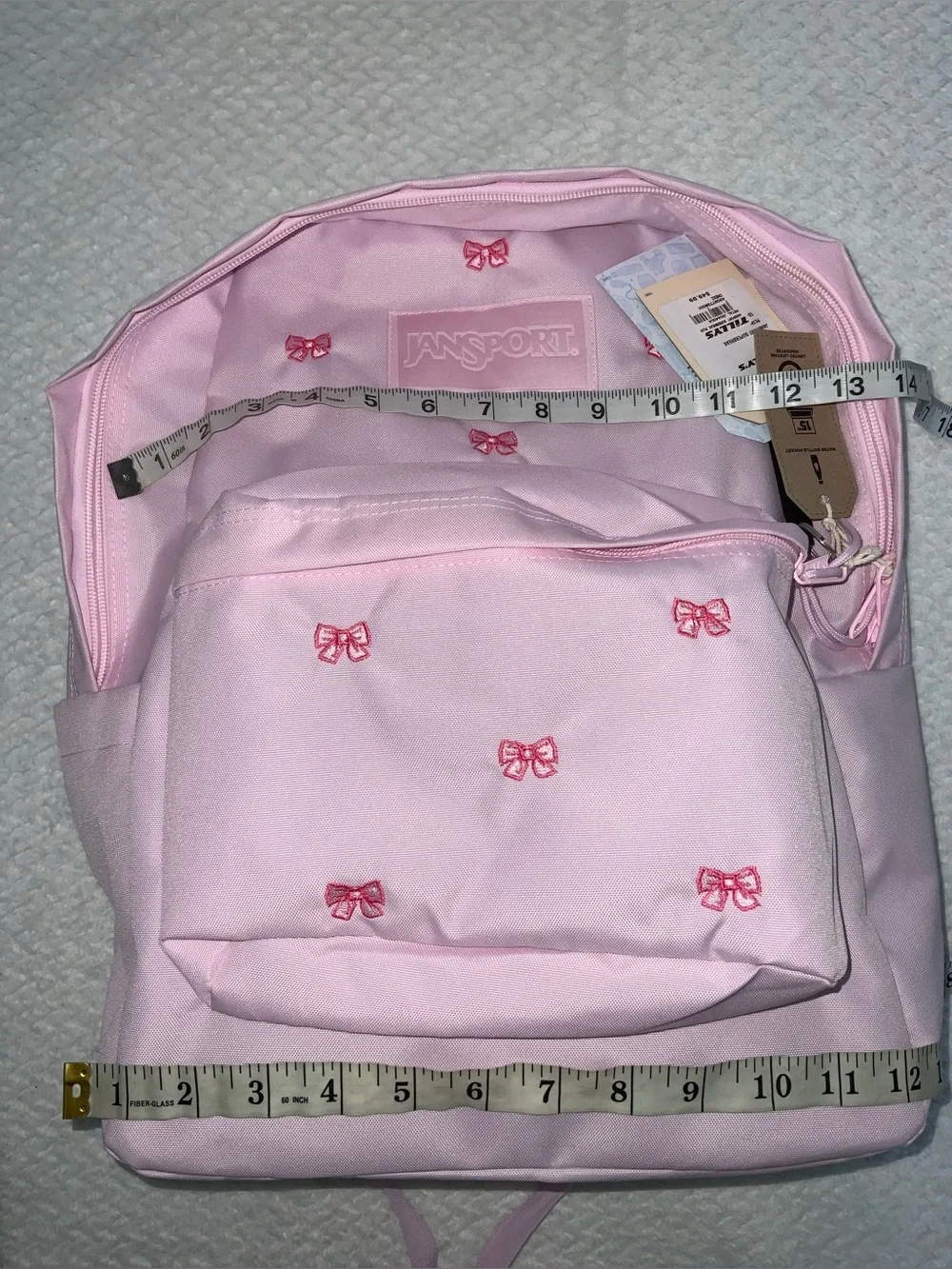 JanSport SuperBreak Plus Embroidered Pink Bows backpack